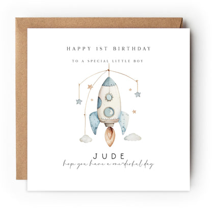 Personalised 1st Birthday Card, Space theme ,Children&