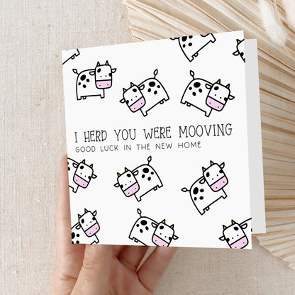Handmade New Home Card-Housewarming Card-Moving Day-Welcome New Home-First Home Card-Congratulations New Home Gift-I Herd You Were Moovi
