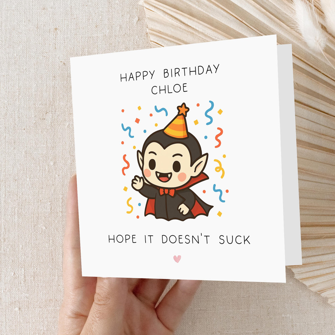 Personalised Birthday Card, Handmade Funny Card, For Him Or For Her, Cute Vampire Card, Kids &amp; Adults Birthday Gift, Happy Birthday