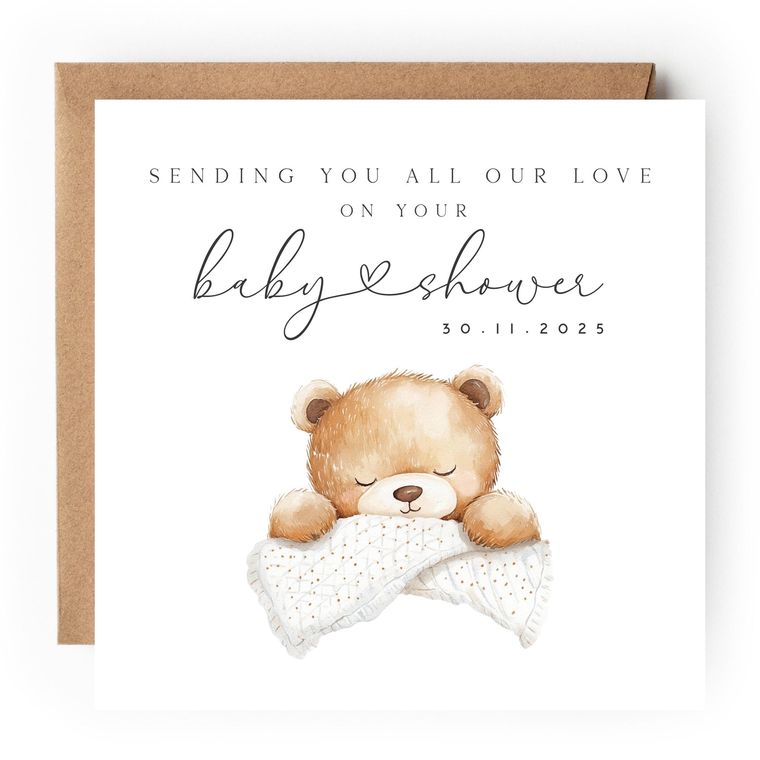 Personalised Baby shower Card, Baby Shower Gift, New Mum To Be, Gender Neutral Card, Baby Shower Card, Handmade Gift, Sleepy Teddy Bear