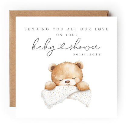 Personalised Baby shower Card, Baby Shower Gift, New Mum To Be, Gender Neutral Card, Baby Shower Card, Handmade Gift, Sleepy Teddy Bear