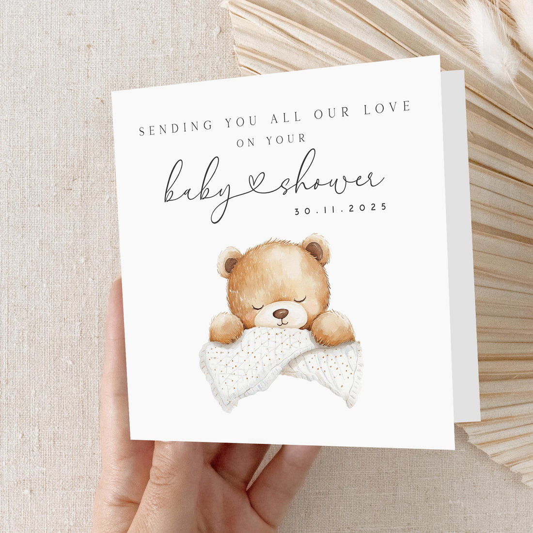 Personalised Baby shower Card, Baby Shower Gift, New Mum To Be, Gender Neutral Card, Baby Shower Card, Handmade Gift, Sleepy Teddy Bear
