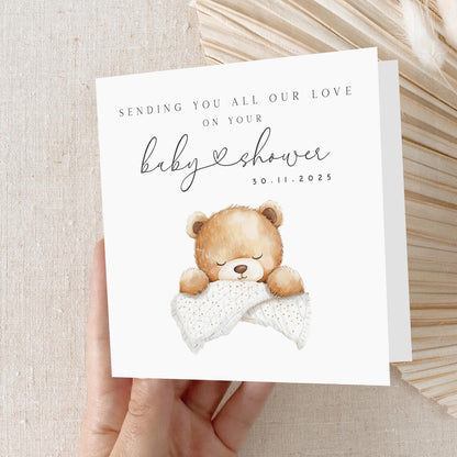 Personalised Baby shower Card, Baby Shower Gift, New Mum To Be, Gender Neutral Card, Baby Shower Card, Handmade Gift, Sleepy Teddy Bear