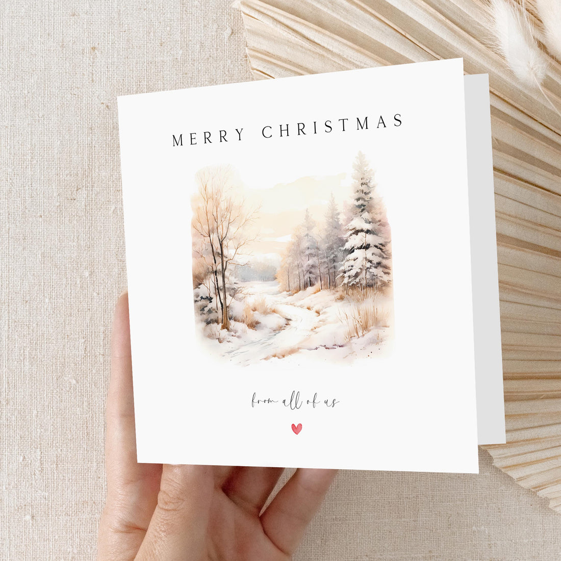 Christmas Card From All Of Us, Christmas Card From Family, Christmas Card For Friends ,Family ,Couple, Simple Design, Winter Scene