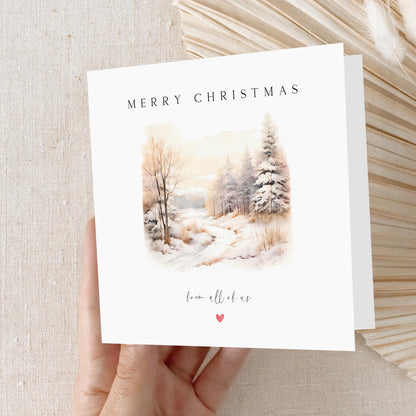 Christmas Card From All Of Us, Christmas Card From Family, Christmas Card For Friends ,Family ,Couple, Simple Design, Winter Scene