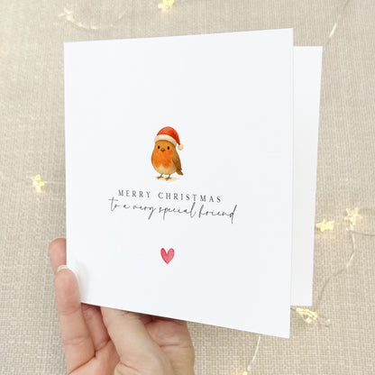 Special Friend Christmas Card- Christmas Card For Best Friend-Cute Robin Design-Christmas Gift For Best Friends- Handmade Xmas Gift