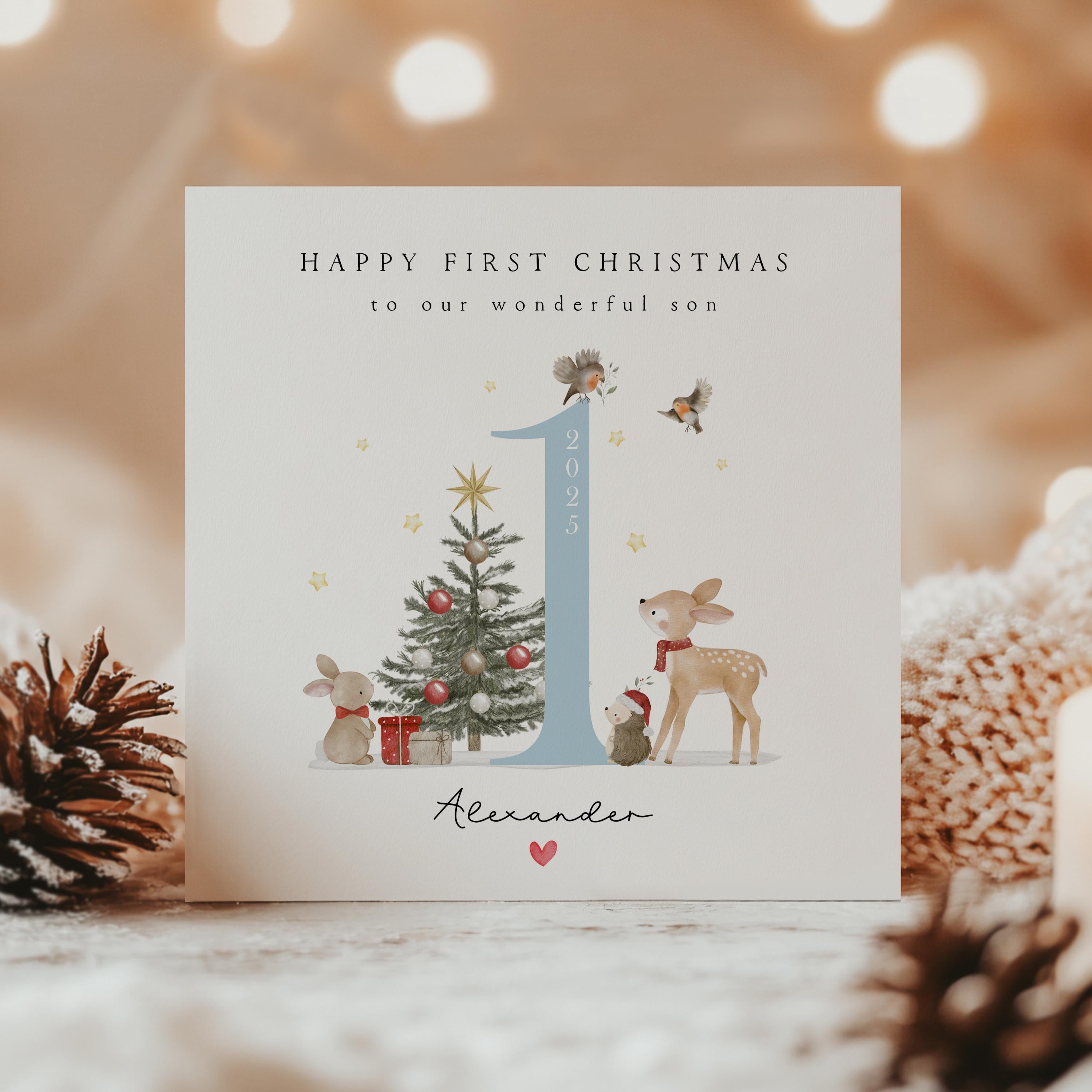 Personalised First Christmas Card-Baby&