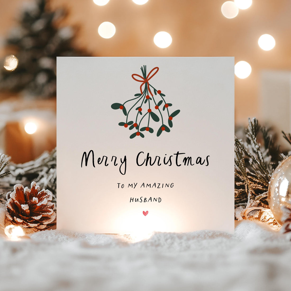 Husband Christmas Card, Christmas Card For Husband, Christmas Gift For Husband, Mistletoe Card, Christmas Card For Him
