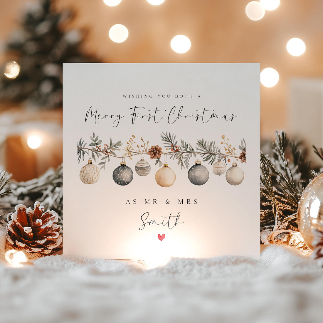 1st Christmas Mr &amp; Mrs Card-Personalised Christmas Card-Christmas Card For Couple-Card For Wife-Husband Christmas Card-1st Year Married Gift