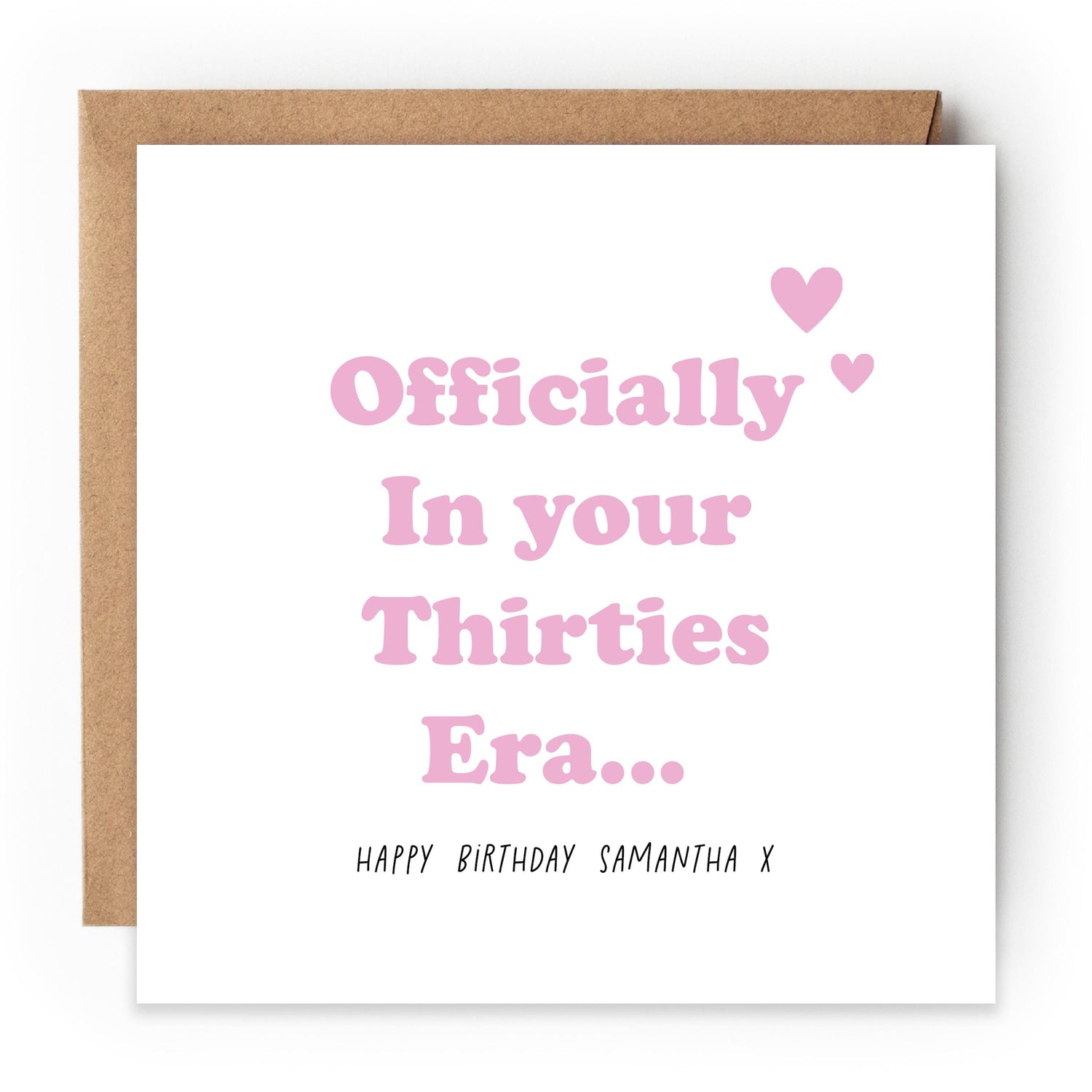 Personalised 30th Birthday Card, Special Milestone Card, Birthday For Daughter, Script &amp; Pink 30, Thirty Minimal-Official In Your 30&