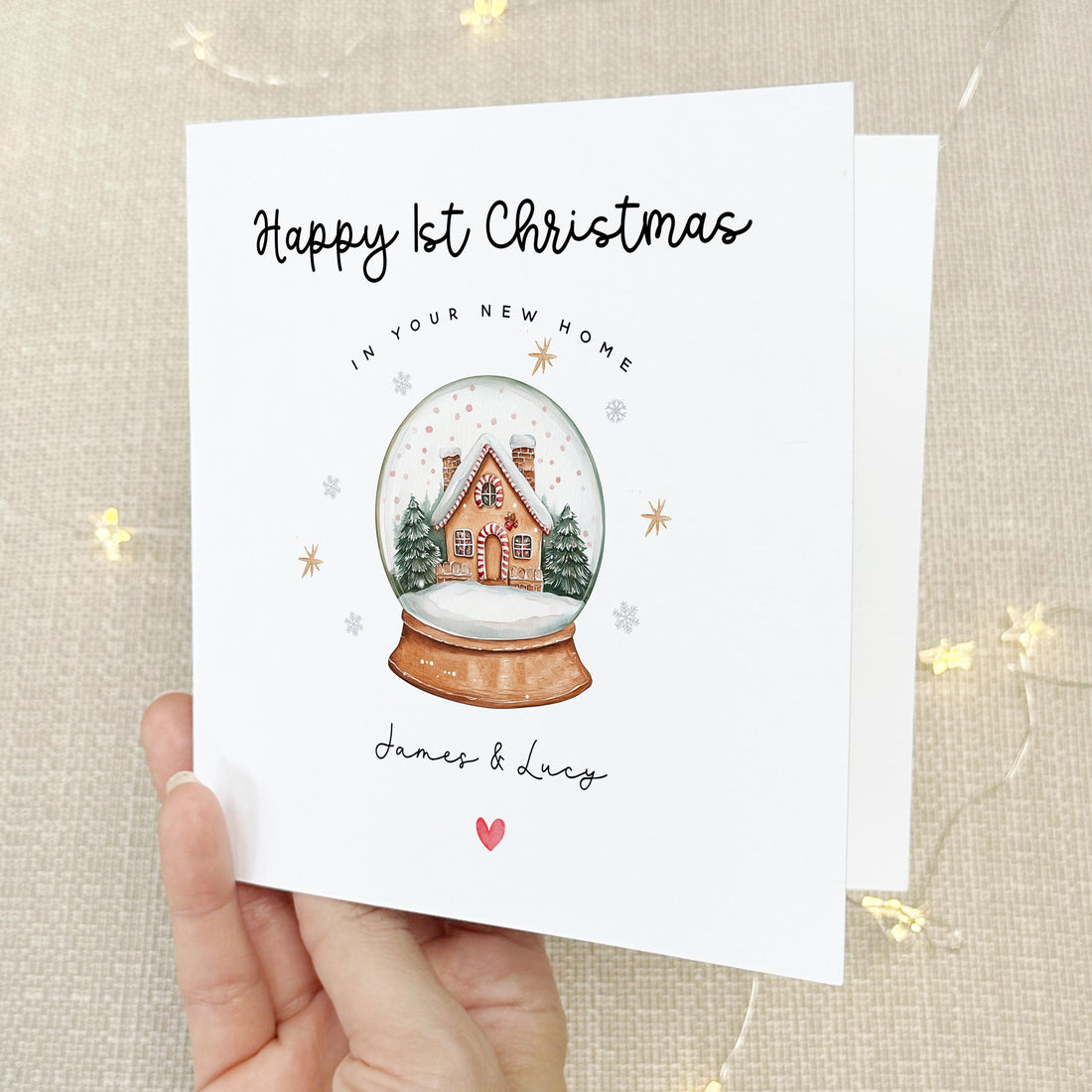 First Christmas In Your New Home Card-Personalised 1st Xmas-New House-Christmas Card For Friends, Family, Couple-Congratulations-Snow globe
