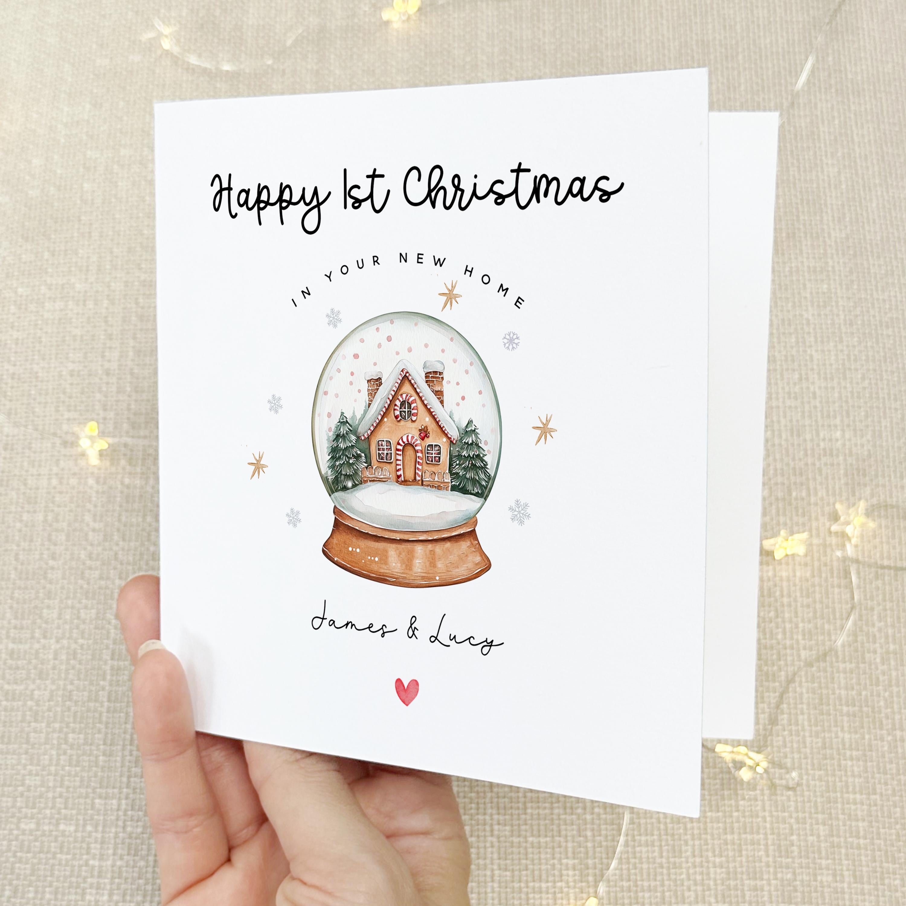 First Christmas In Your New Home Card-Personalised 1st Xmas-New House-Christmas Card For Friends, Family, Couple-Congratulations-Snow globe