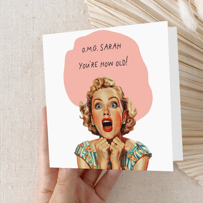 Personalised Birthday Card, Funny Birthday Card, Retro Card, Birthday Card For Friend,Sister,Bestie Auntie,30th, 40th, 50th, 60th Card, Gift