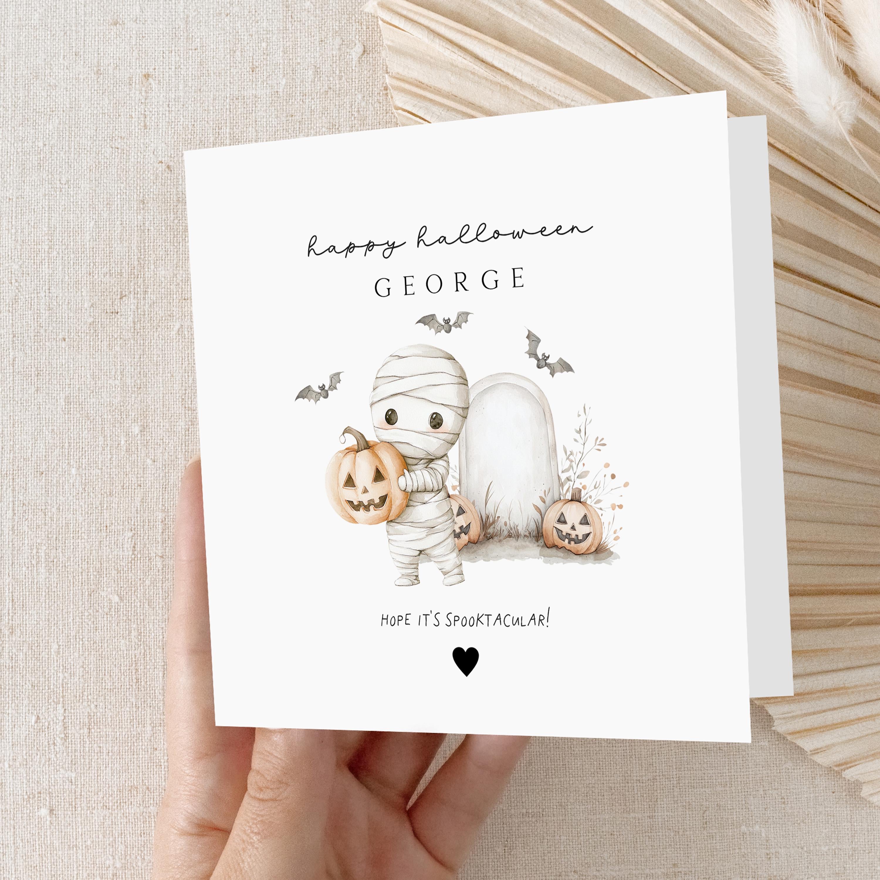 Happy Halloween Card,Personalised Card,Halloween Card For Son,Daughter, Grandson, Granddaughter,Niece,Nephew, Halloween Mummy, Handmade