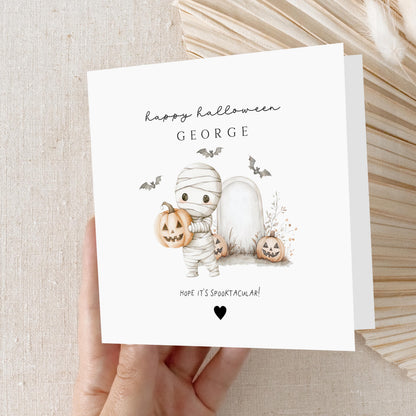 Happy Halloween Card,Personalised Card,Halloween Card For Son,Daughter, Grandson, Granddaughter,Niece,Nephew, Halloween Mummy, Handmade