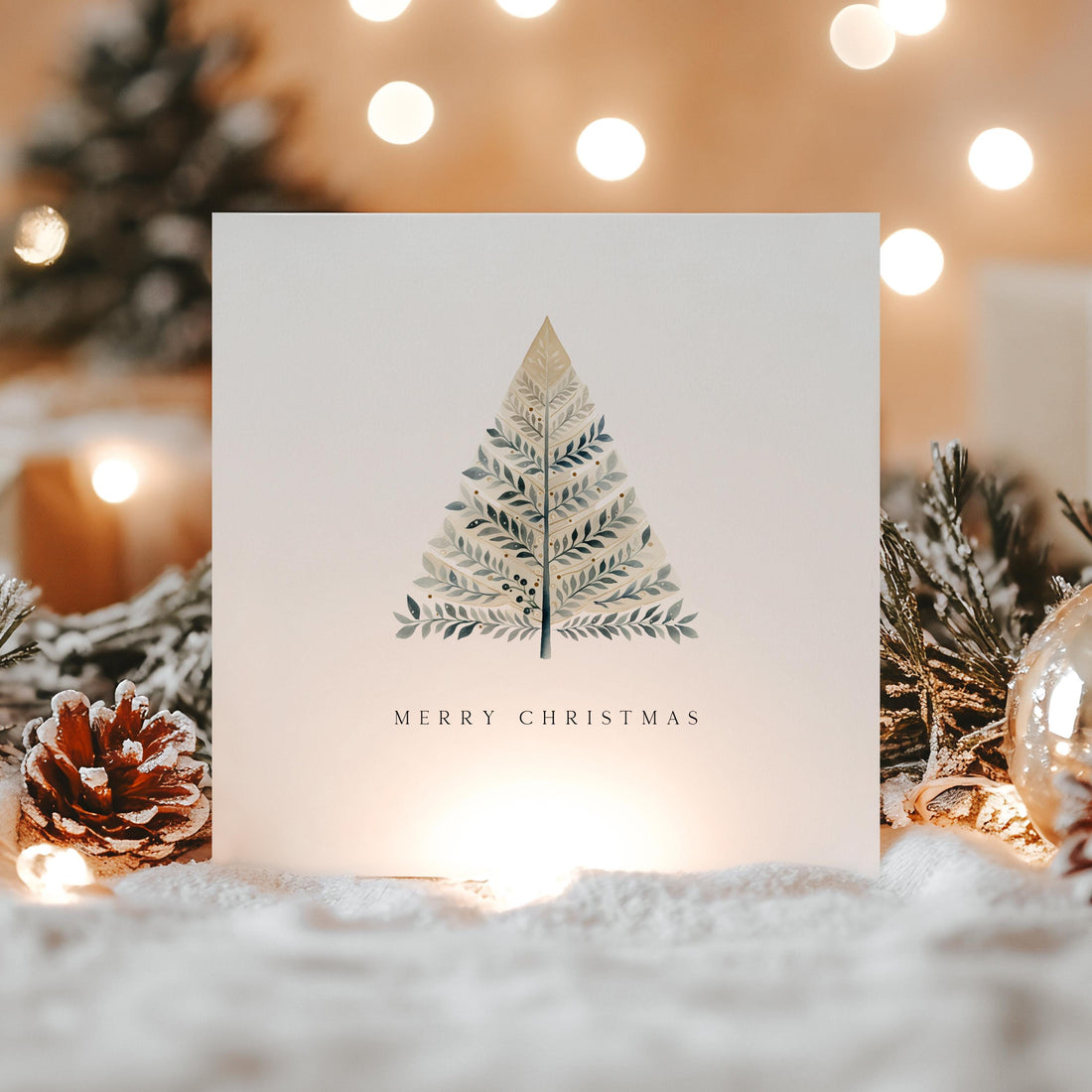 Christmas Card Minimal-Christmas Card For Family, Xmas Card For Friends-Christmas Gift For Family and Friends-Simple Christmas Tree Card