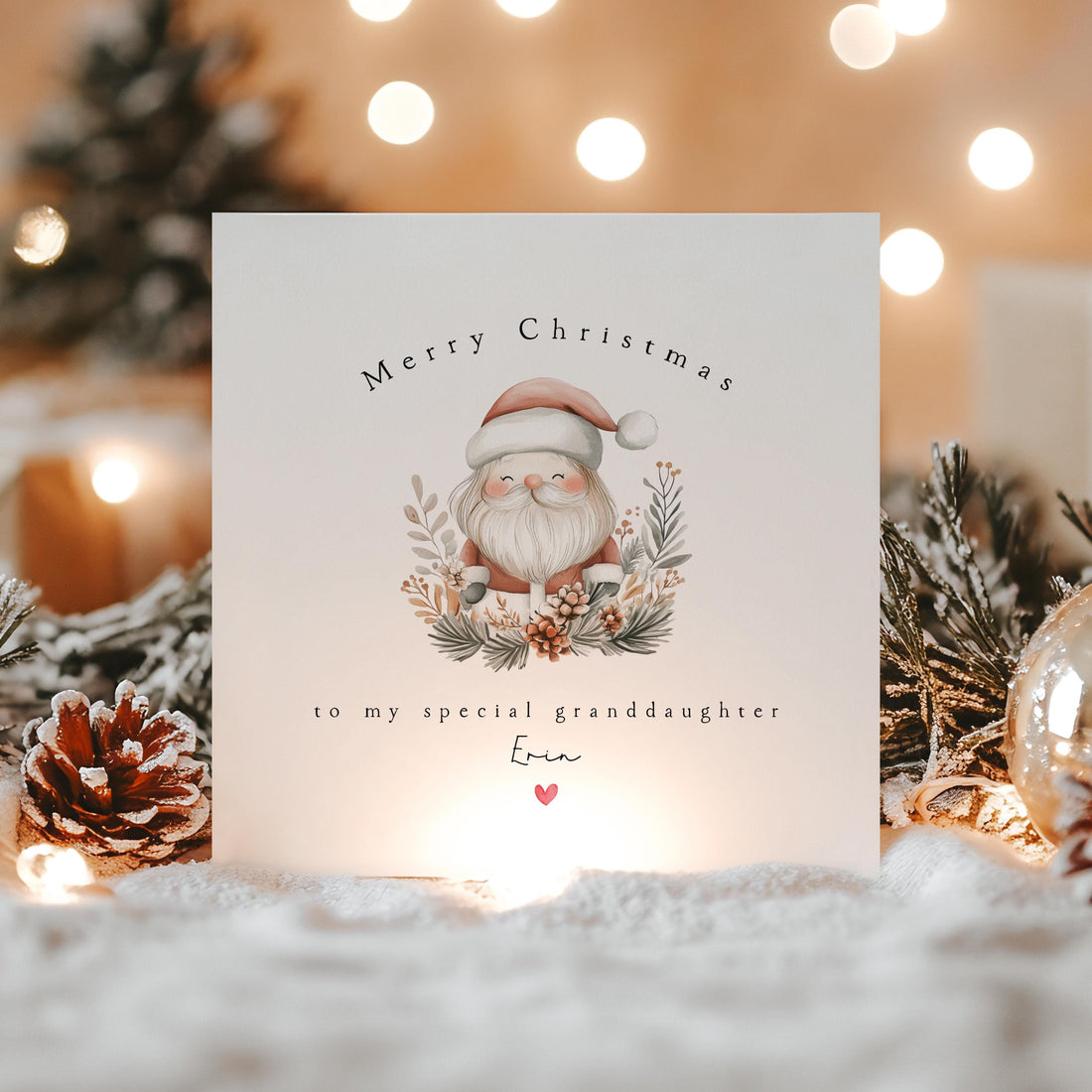 Granddaughter Christmas Card-Personalised Christmas Card-Santa Claus Card Granddaughter-Granddaughter Xmas Gift-To Special Granddaughter