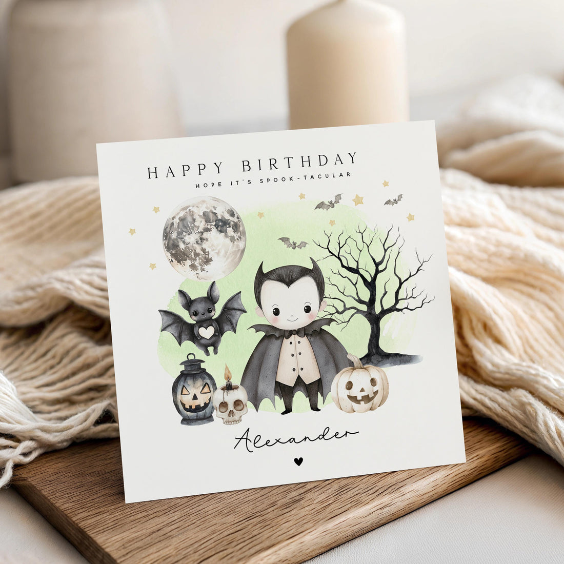 Handmade Happy Halloween Card, Personalised Card, Vampire Halloween Card, Halloween Card For Son, Godchild, Grandson, Nephew, Friend