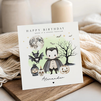 Handmade Happy Halloween Card, Personalised Card, Vampire Halloween Card, Halloween Card For Son, Godchild, Grandson, Nephew, Friend