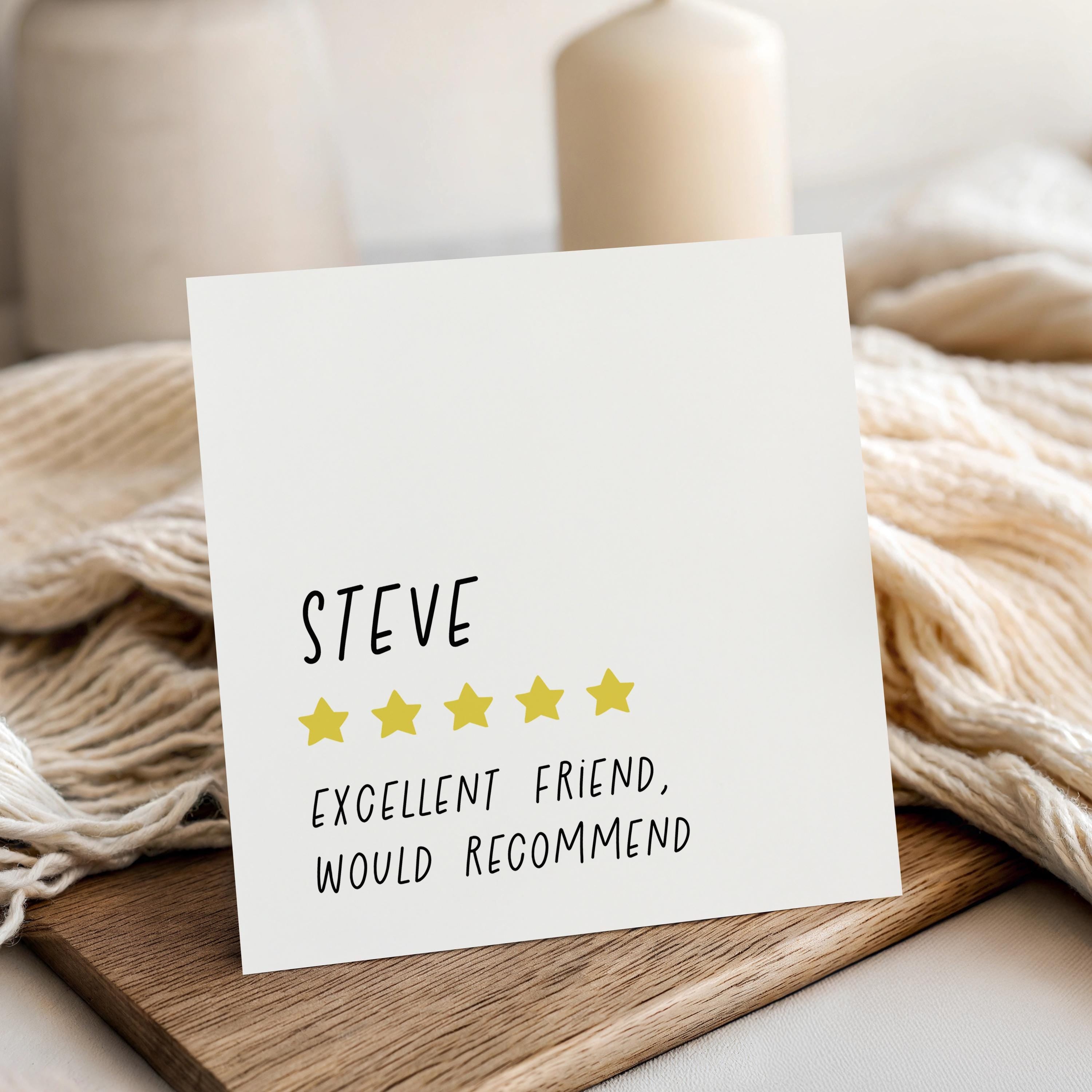 Personalised Birthday Card, Birthday Card Men, Birthday For Friend, Card  For Mate, Funny Birthday Gift For Him,Excellent Friend 5 Star Card