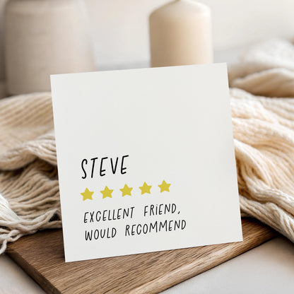 Personalised Birthday Card, Birthday Card Men, Birthday For Friend, Card  For Mate, Funny Birthday Gift For Him,Excellent Friend 5 Star Card