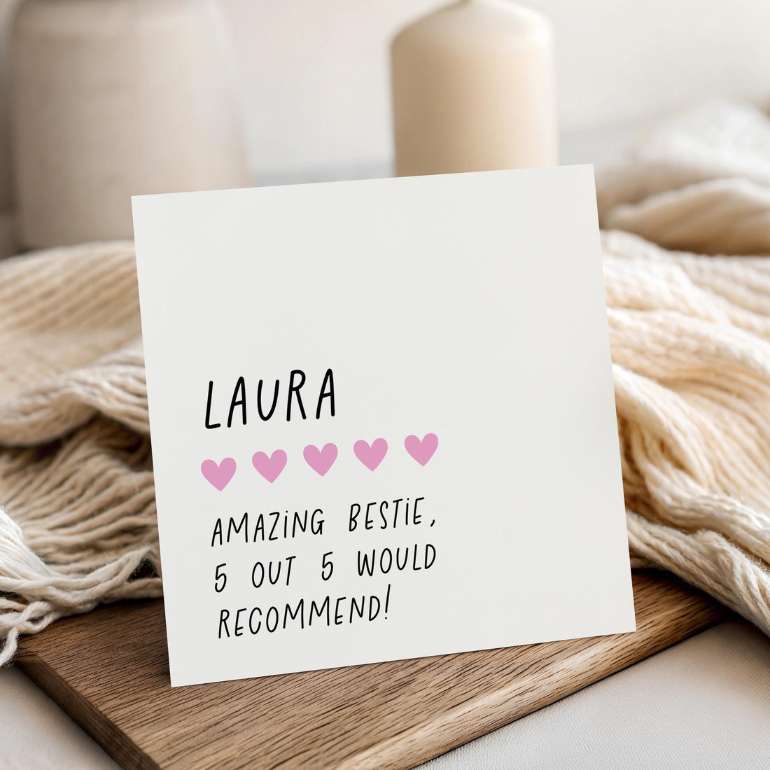 Personalised Birthday Card, Handmade Gift, Birthday Card For Bestie, Card For Friend, Minimal Card With Hearts, Kraft Envelope Included
