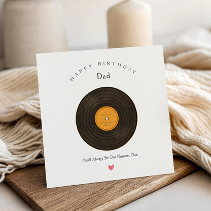 Dad Birthday Card, Birthday Card For Dad, Birthday Card For Husband From Kids,Dad Gift, Handmade Gift No. 1 Record Card