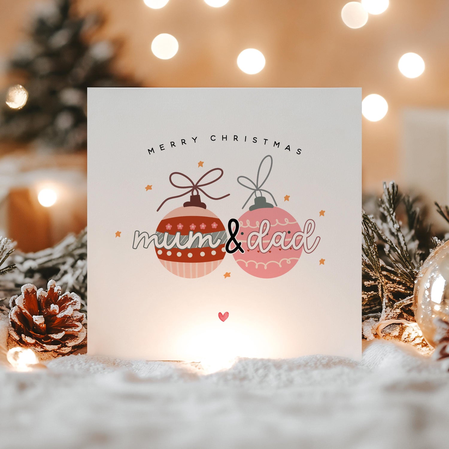 Mum &amp; Dad Christmas Card-Personalised Christmas Card-Christmas Card For Mum Dad- Mom and Pops- Mam-Parents Christmas Gift-Custom Card-Bauble