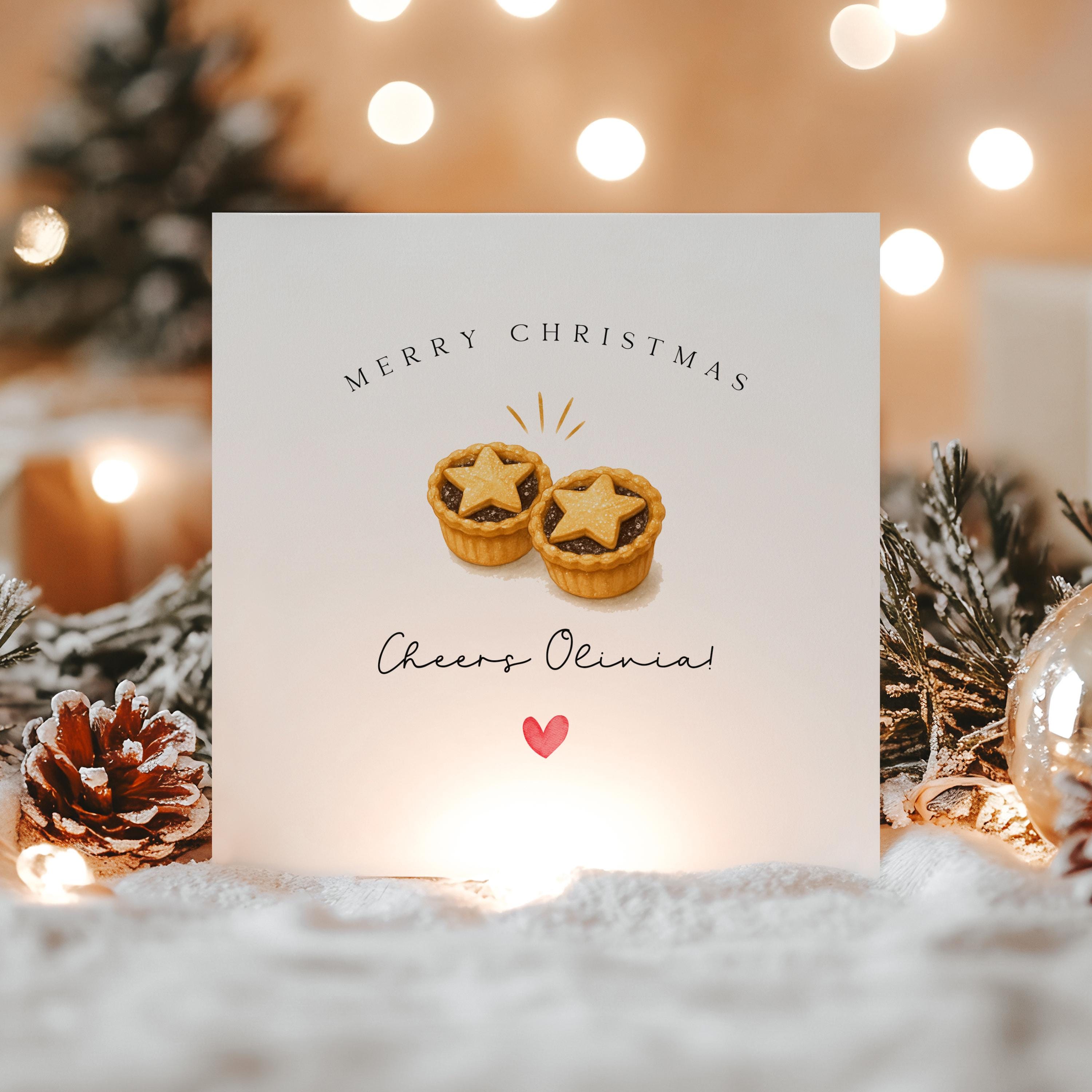 Personalised Christmas Card-Christmas Card For Her, Family, Friends, For Him-Christmas Gift For Family Friends-Fun Christmas Card-Mince Pie