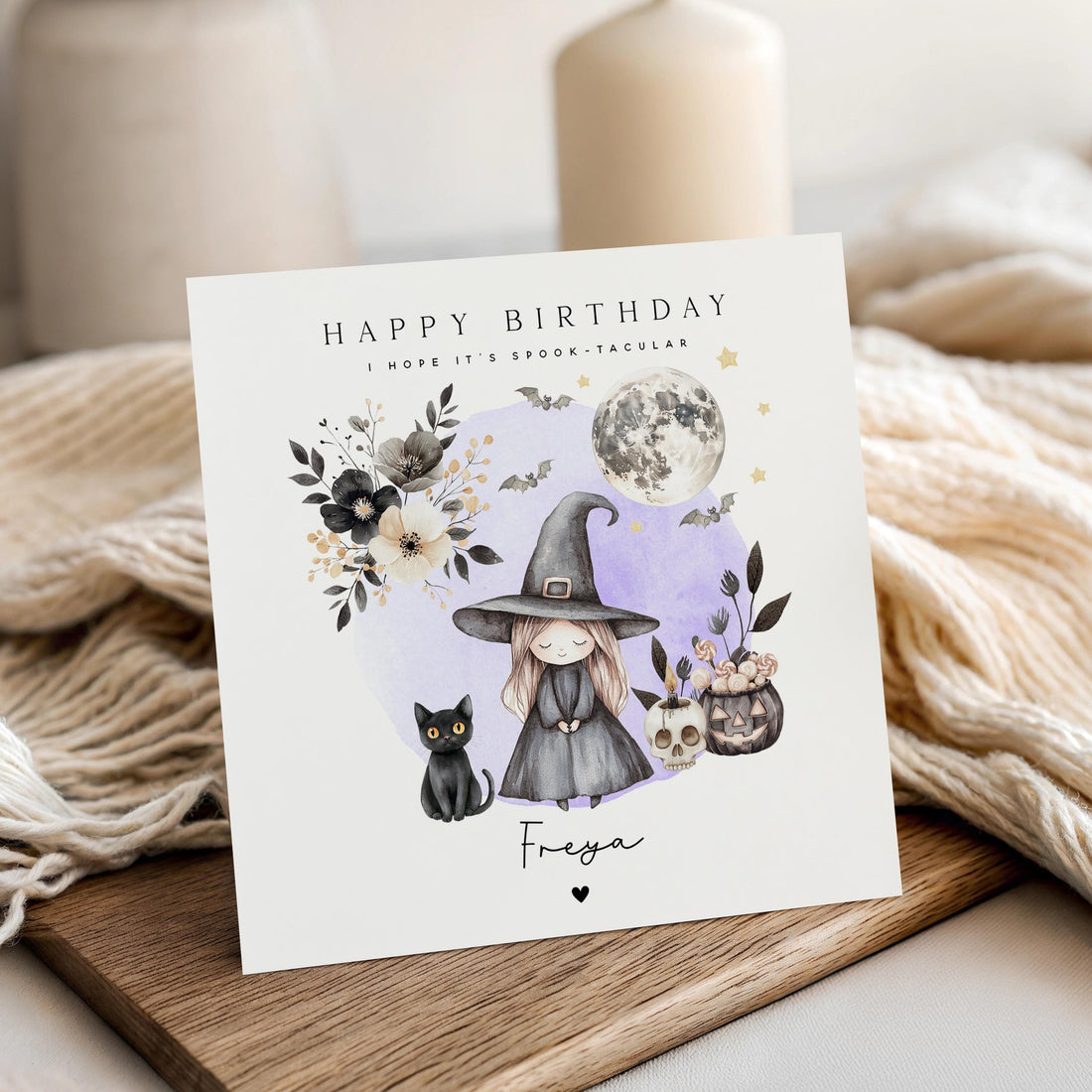 Handmade Halloween Birthday Card, Personalised Card, Witch Halloween Card, Halloween Card For Daughter, Friend Bestie, Granddaughter, Niece