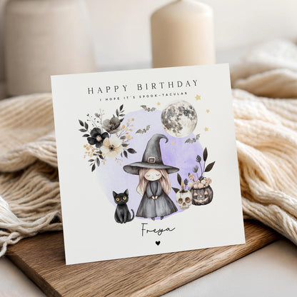 Handmade Halloween Birthday Card, Personalised Card, Witch Halloween Card, Halloween Card For Daughter, Friend Bestie, Granddaughter, Niece