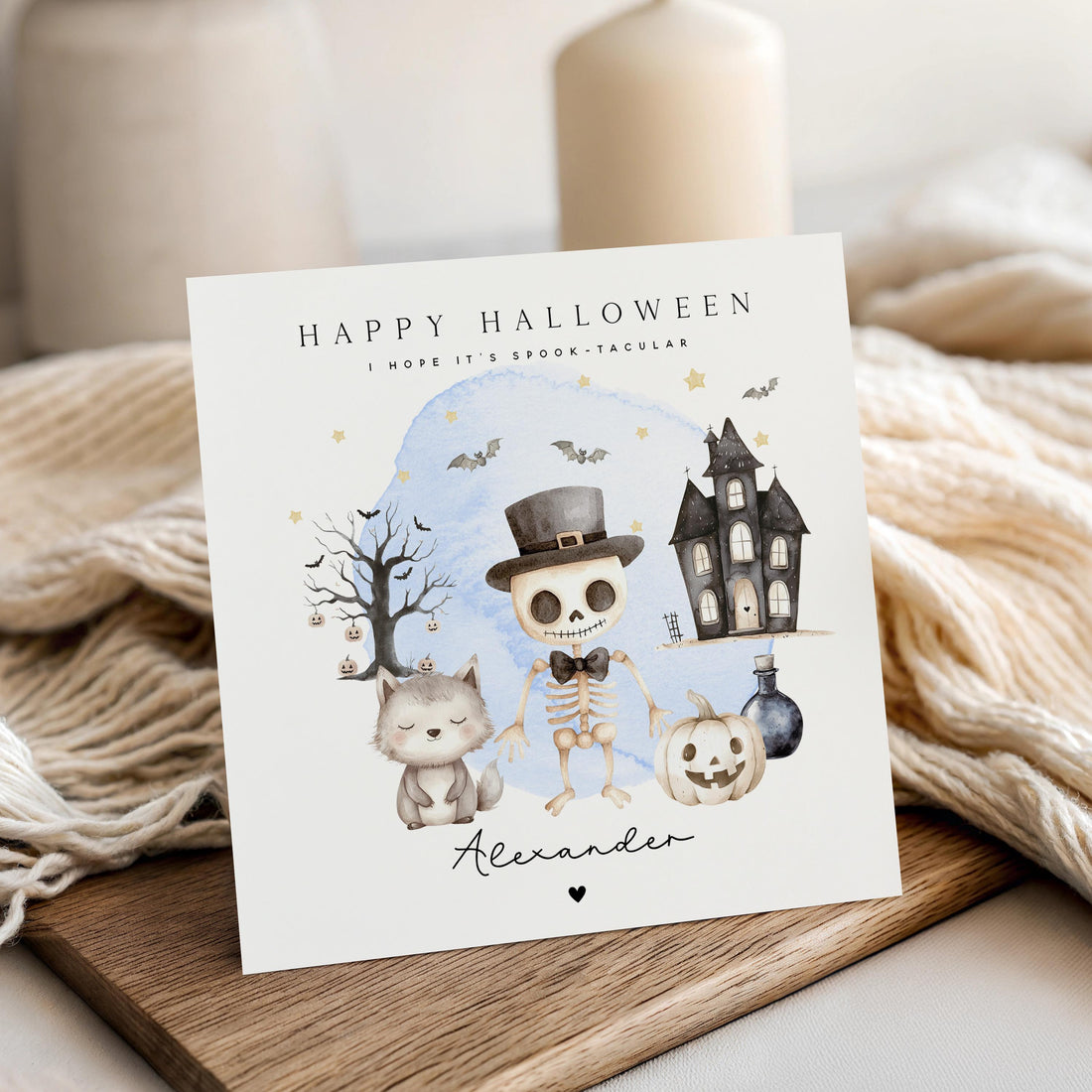 Handmade Happy Halloween Card, Personalised Card, Mr Skeleton Halloween Card, Halloween Card For Son, Godchild, Grandson, Nephew, Friend
