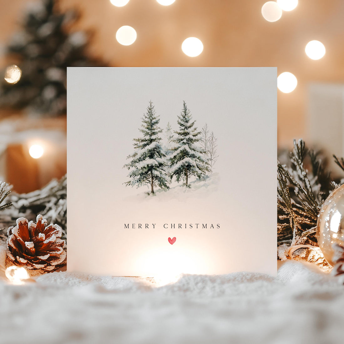 Christmas Card Minimal-Christmas Card For Family, Xmas Card For Friends-Christmas Gift For Family and Friends-Christmas Tree Card