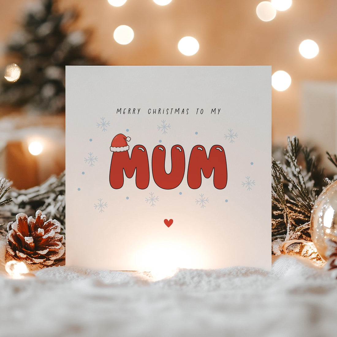 Christmas Card For Mum, Xmas Card For My Mum, Mum Christmas Card, Santa Hat ,Christmas Card For Parent, Mum Christmas Gift
