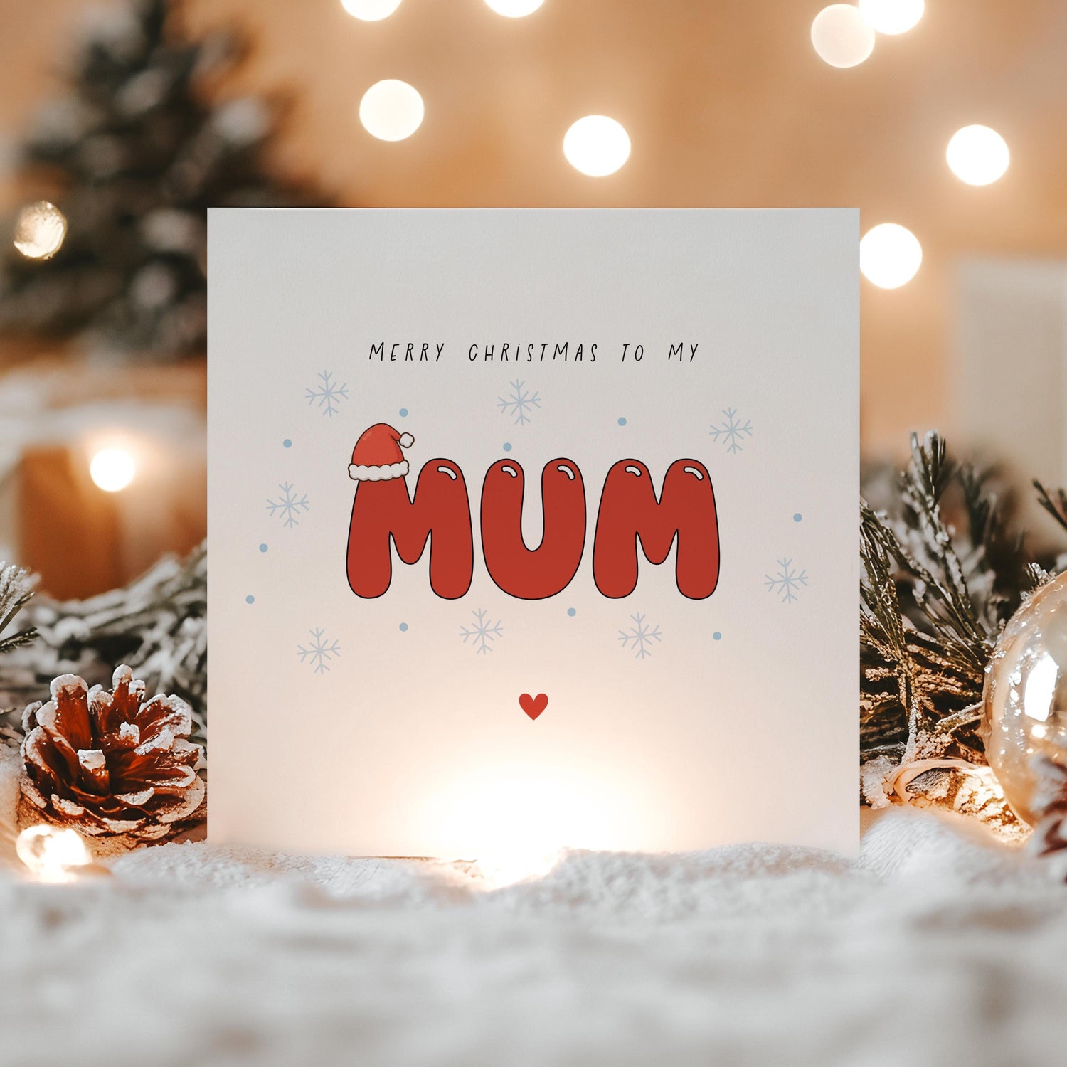 Christmas Card For Mum, Xmas Card For My Mum, Mum Christmas Card, Santa Hat ,Christmas Card For Parent, Mum Christmas Gift