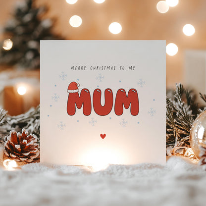 Christmas Card For Mum, Xmas Card For My Mum, Mum Christmas Card, Santa Hat ,Christmas Card For Parent, Mum Christmas Gift