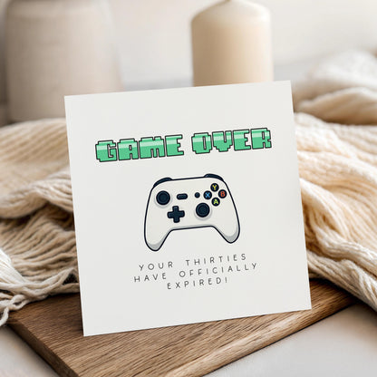 Handmade 40th Birthday Card, Special Milestone Card, Birthday Card For Brother, Boyfriend, GAME OVER Thirties Have Expired Gamer Card