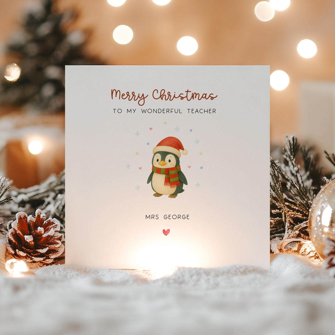 Teacher Christmas Card Penguin