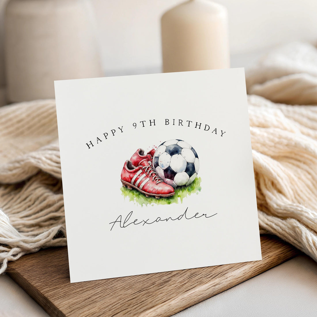 Football Birthday Card Red Football Shoes