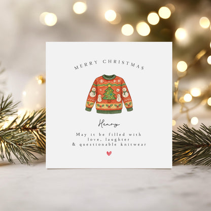 Personalised Christmas Card-Handmade Card For Family -Christmas Card For Friend - Family, Christmas Card- Card For Mate, Christmas Jumper
