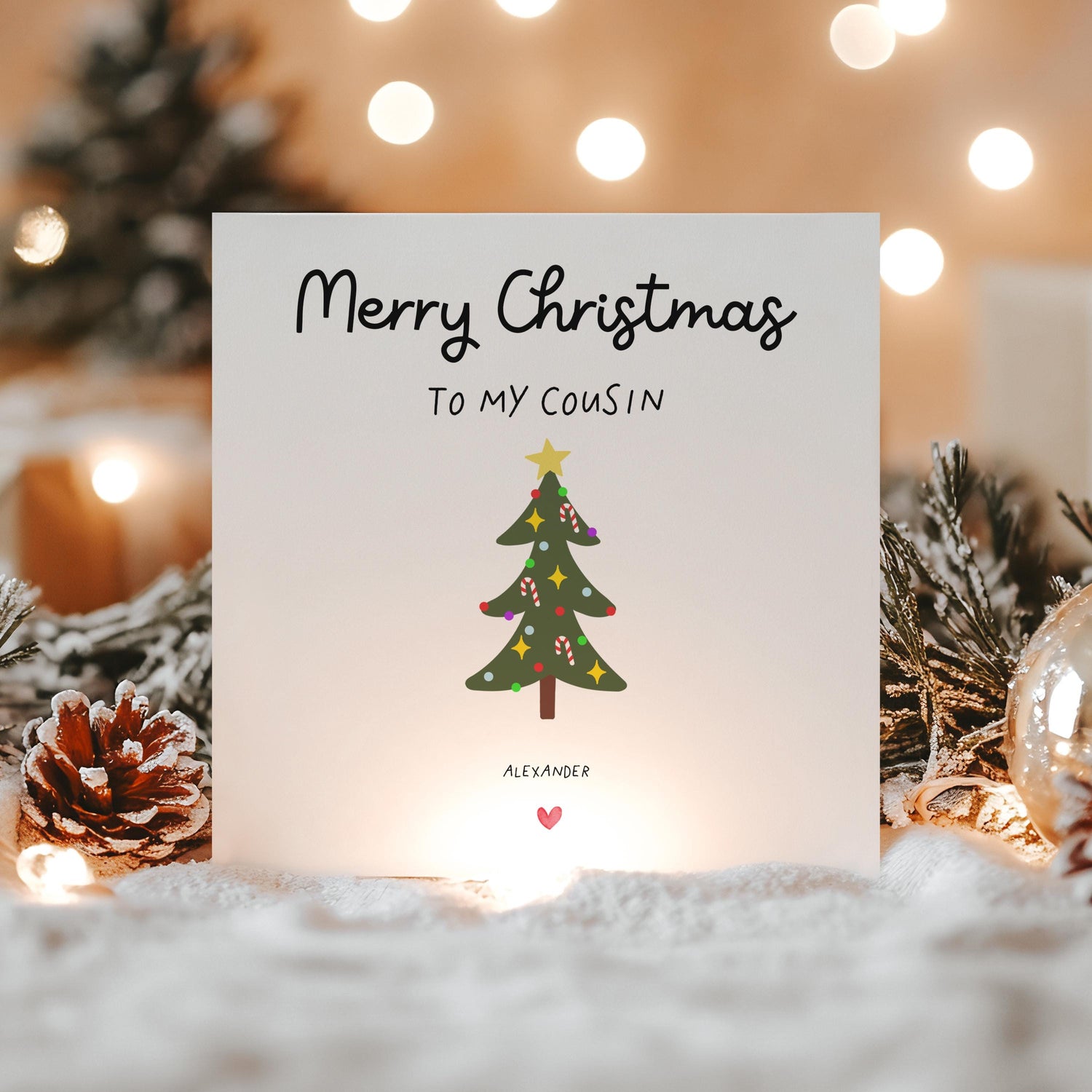 Cousin Christmas Card-Personalised Christmas Card-Christmas Card For Cousin-Cousin Christmas Gift-Custom Handmade Card- Christmas Tree