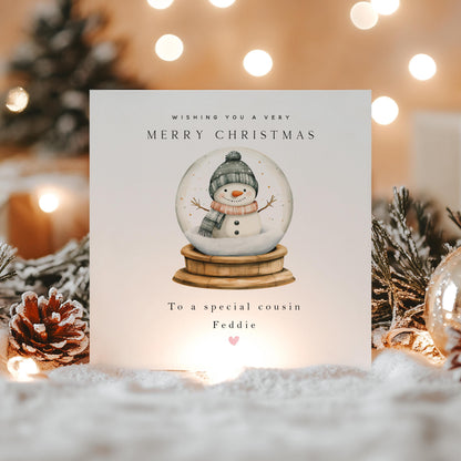 Cousin Christmas Card-Personalised Christmas Card-Christmas Card For Cousin-Cousin Christmas Gift-Custom Handmade Card- Snow globe