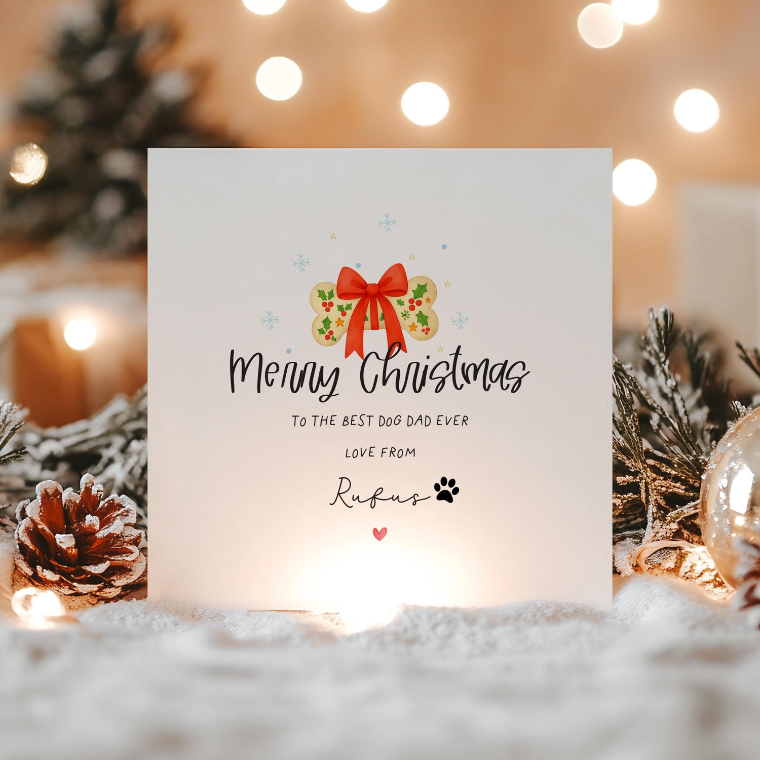 Christmas Card From The Dog, Personalised Dog Dad Card, Doggy Christmas Card, Merry Christmas From The Dog, Dog Dad Gift, Dog Bone