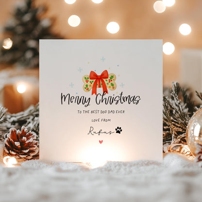 Christmas Card From The Dog, Personalised Dog Dad Card, Doggy Christmas Card, Merry Christmas From The Dog, Dog Dad Gift, Dog Bone