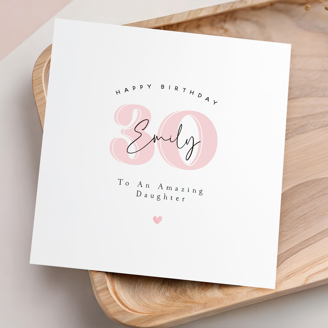 Personalised 30th Birthday Card, Special Milestone Card, Birthday Card For Wife, Sister, Daughter, Auntie, Small Pink 30 Card