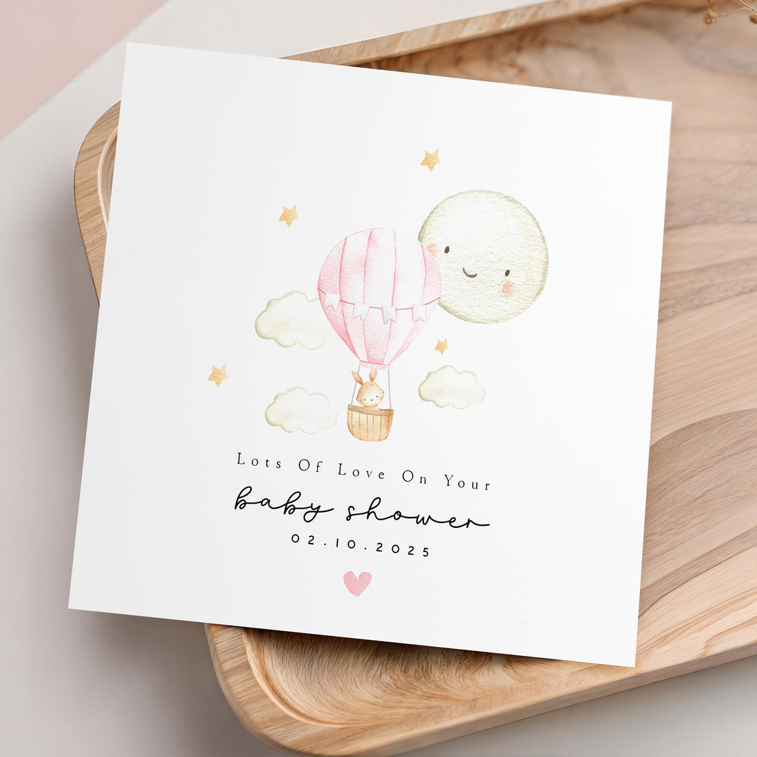 Personalised Baby shower Card, Baby Shower Gift, New Mum To Be, Card For Girl, Baby Shower Card, Handmade Gift, Pink Hot Air Balloon