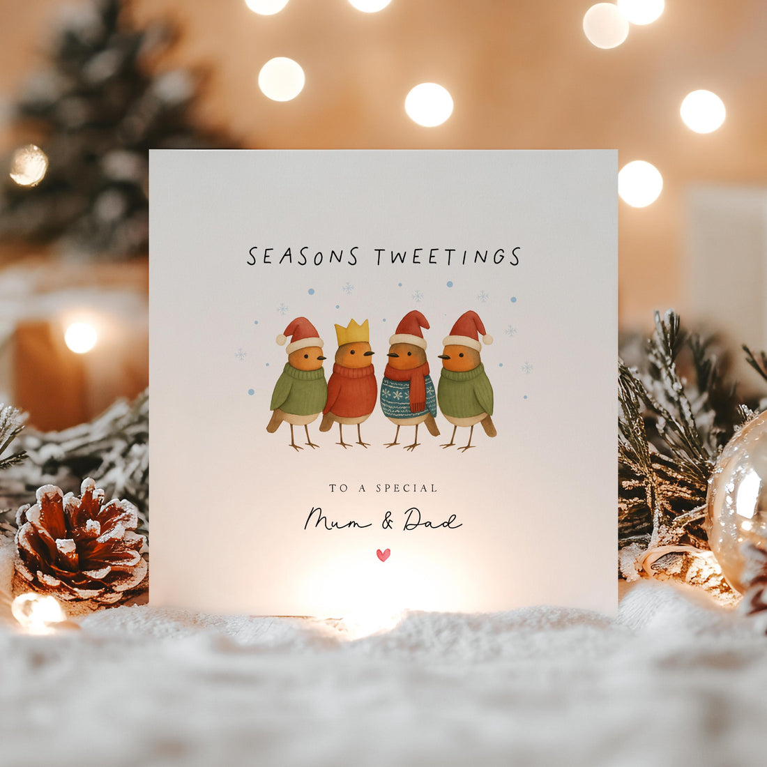 Christmas Card For Couple Personalised, Special Friend Christmas Card, Mum and Dad, To Both Of You Card, Card For Family, Robin Card