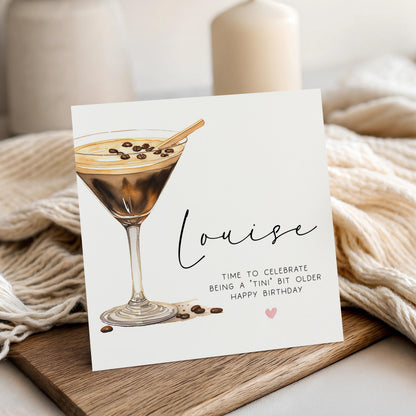 Personalised Birthday Card, Tini Bit Older Espresso Martini Card, Daughter, Granddaughter, Sister, Niece  Birthday Card, Kraft Envelope