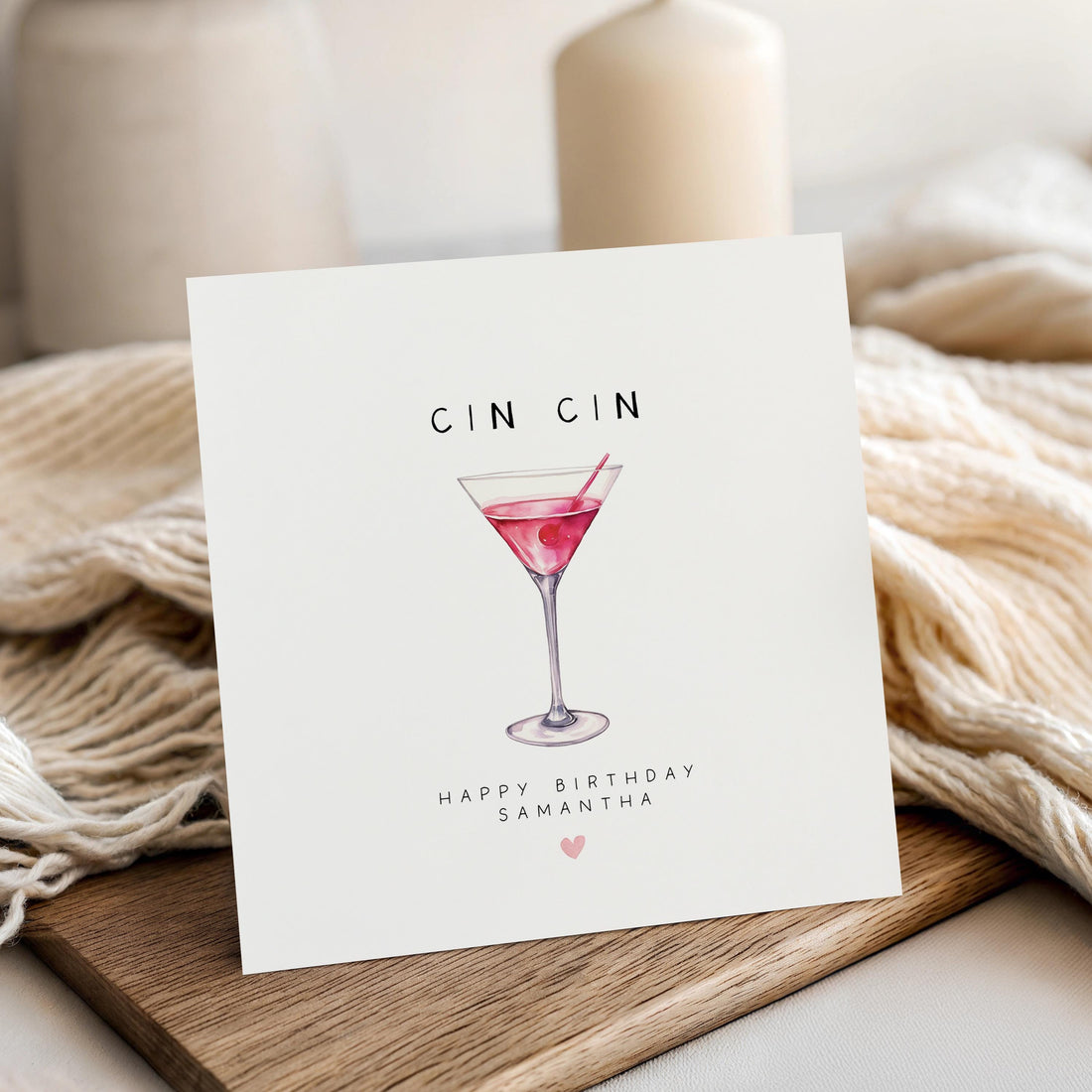 Cin Cin Cosmopolitan Cocktail Birthday Card
