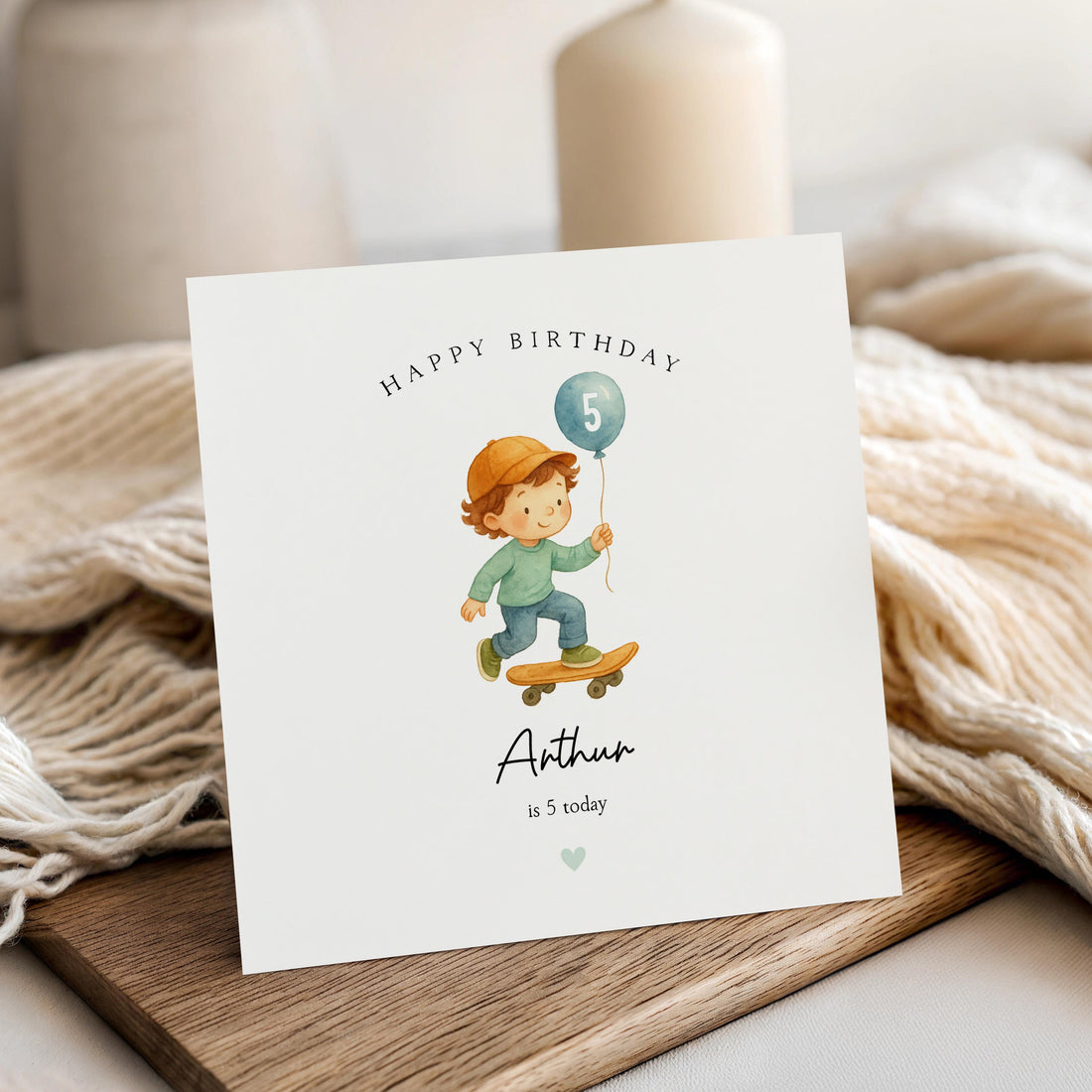 Boys Birthday Card Personalised, Skateboard Card, Skateboarding Custom Name Card, Birthday Card For Son, Nephew, Grandson, Any Age